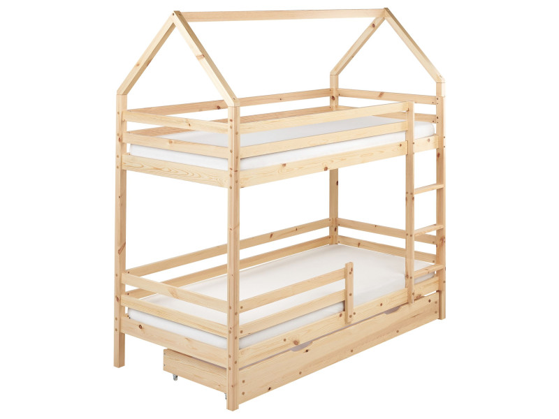 Łóżko piętrowe z szufladami 90x200 jasnobrązowe 597737