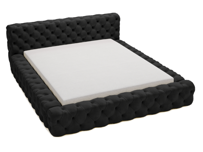 Łóżko pikowane ARMANI BIS 120x200 czarne z pojemnikiem 201901