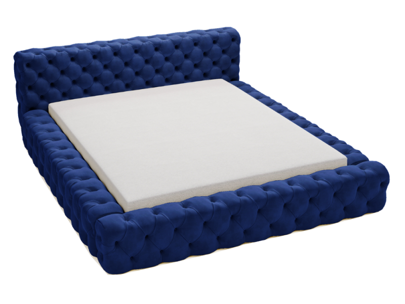 Łóżko pikowane ARMANI BIS 140x200 niebieskie z pojemnikiem 201902