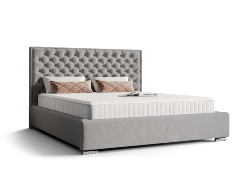 Łóżko Pikowane Z Pojemnikiem Espana 160 Stelaż Drewno Szary 354766