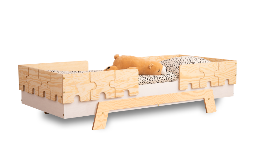 Łóżko poj. drewniane PUZZLE BR2 Białe z barier. - SMARTWOOD® 176154
