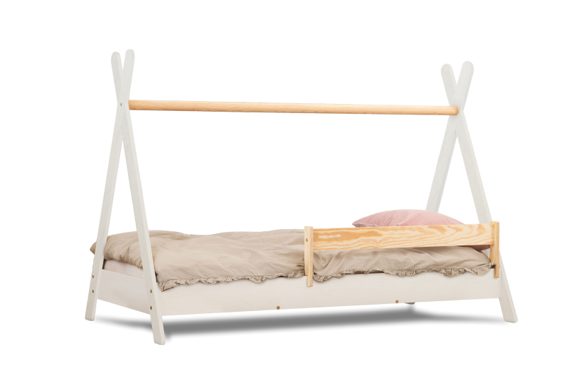 Łóżko pojedyncze drewniane TIPI Białe - SMARTWOOD® 177487
