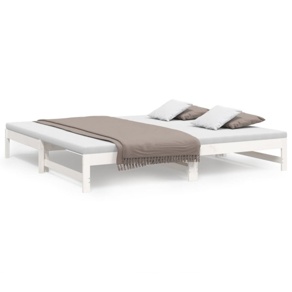 Łóżko rozsuwane białe 2x(80x200) cm lite drewno sosnowe 476807