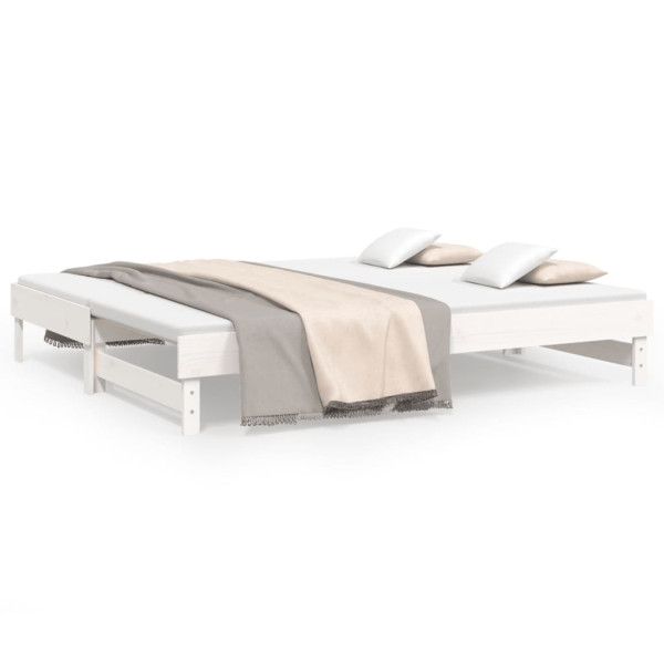 Łóżko rozsuwane białe 2x(80x200) cm lite drewno sosnowe 480243