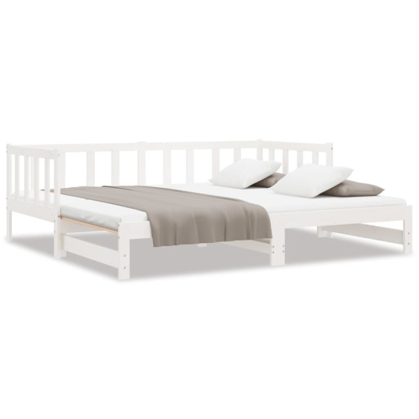 Łóżko rozsuwane białe 2x(90x200) cm lite drewno sosnowe 479601