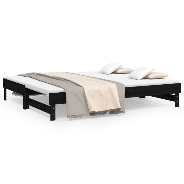 Łóżko rozsuwane czarne 2x(100x200) cm lite drewno sosnowe 480131