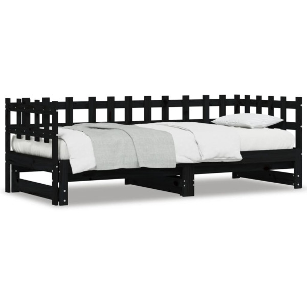Łóżko rozsuwane czarne 2x(80x200) cm lite drewno sosnowe 476921