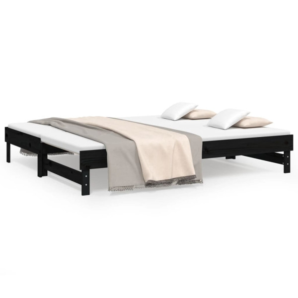Łóżko rozsuwane czarne 2x(80x200) cm lite drewno sosnowe 478710