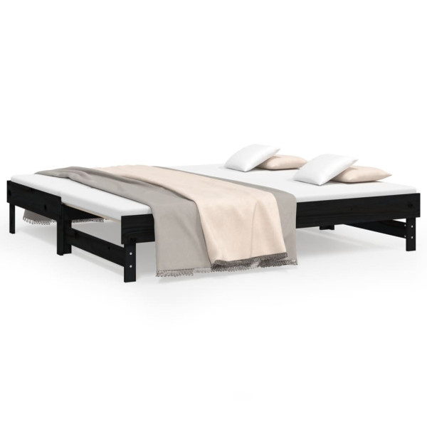 Łóżko rozsuwane czarne 2x(90x190) cm lite drewno sosnowe 480314