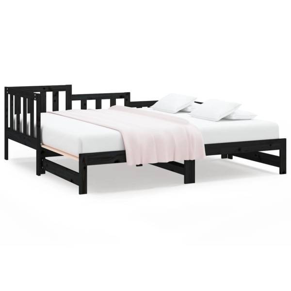 Łóżko rozsuwane czarne 2x(90x190) cm lite drewno sosnowe 475876