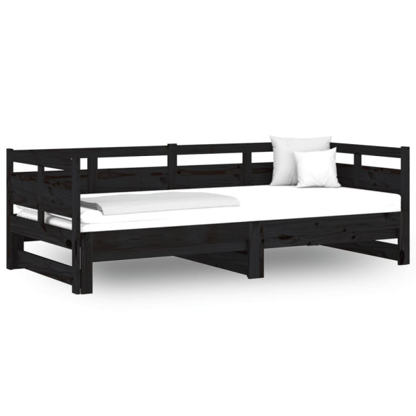 Łóżko rozsuwane czarne lite drewno sosnowe 2x(80x200) cm 478532