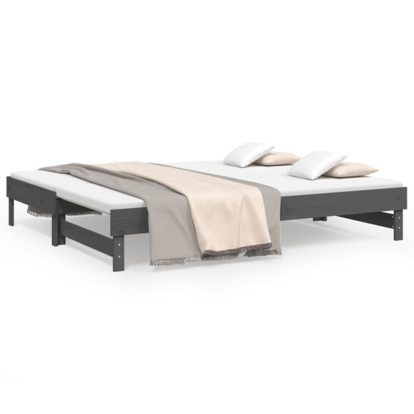 Łóżko rozsuwane szare 2x(100x200) cm lite drewno sosnowe 479856