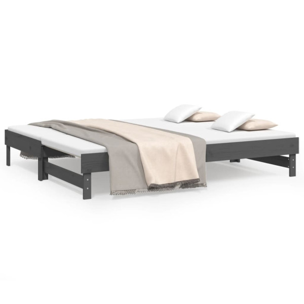 Łóżko rozsuwane szare 2x(80x200) cm lite drewno sosnowe 479087