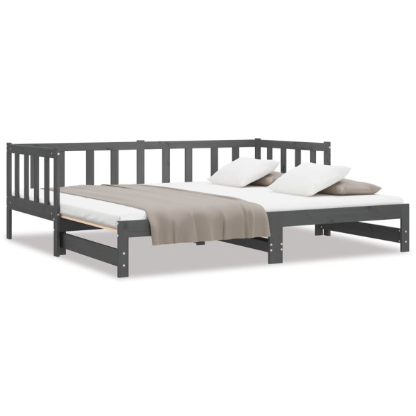Łóżko rozsuwane szare 2x(90x190) cm lite drewno sosnowe 479760