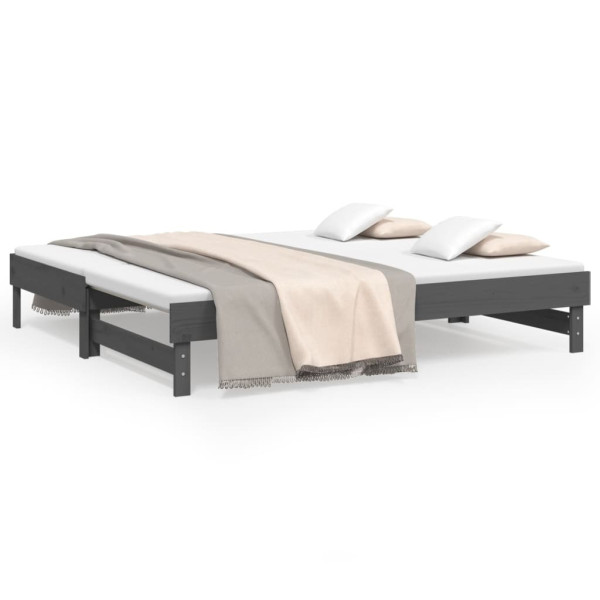 Łóżko rozsuwane szare 2x(90x190) cm lite drewno sosnowe 478218