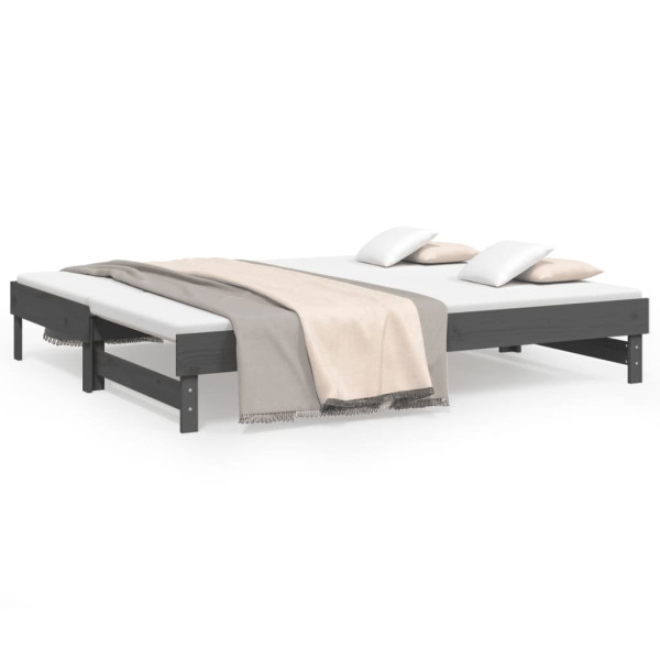 Łóżko rozsuwane szare 2x(90x200) cm lite drewno sosnowe 477532