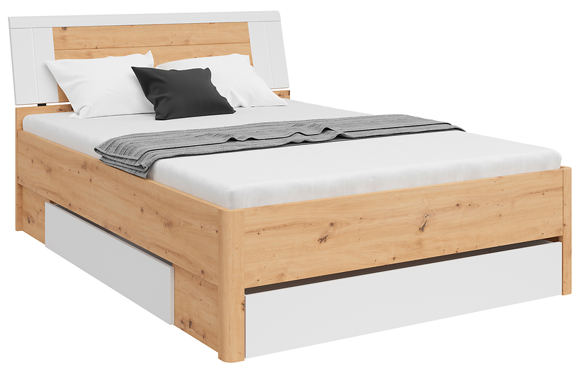 Łóżko Saturn 140x200 z 3 szufladami dąb artisan/biały 63516