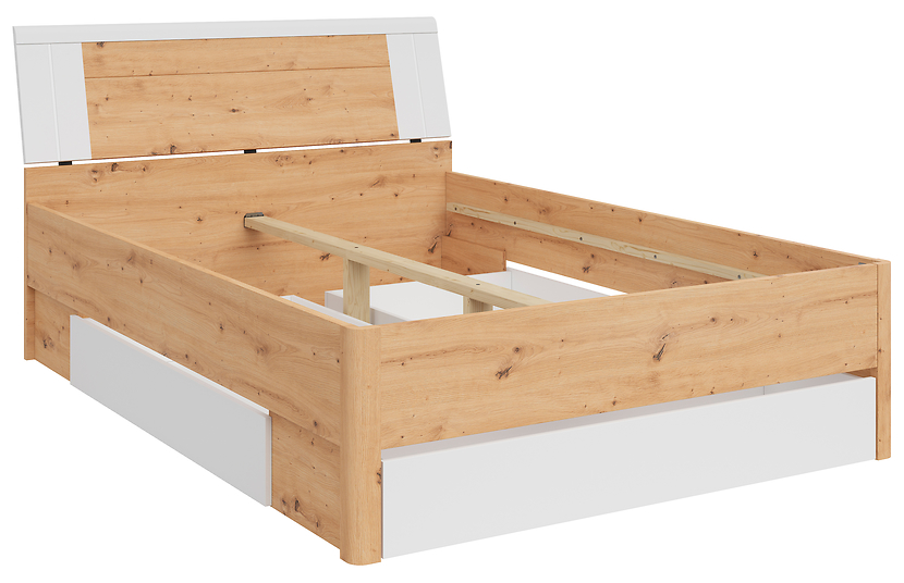 Łóżko Saturn 160x200 z 3 szufladami dąb artisan/biały 63521
