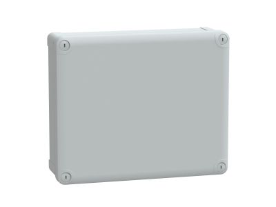 Puszka ABS IP66 IK07 wew 275x225x80 (WxSxG) zew 291x241x88 nieprzezroczysta pokrywa W20 RAL7035 | NSYTBS29248 Schneider Electric