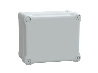 Puszka ABS IP66 IK07 wew 175x150x100 (WxSxG) zew 193x164x105 nieprzezroczysta pokrywa W40 RAL7035 | NSYTBS191610H Schneider Electric