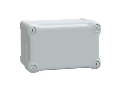 Puszka ABS IP66 IK07 wew 175x105x100 (WxSxG) zew 192x121x105 nieprzezroczysta pokrywa W40 RAL7035 | NSYTBS191210H Schneider Electric
