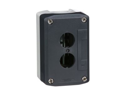 Pusta kaseta sterująca 2 otwory Fi-22mm ciemno szara z jasno szarą bazą plastikowa Harmony XALD | XALD02H7 Schneider Electric