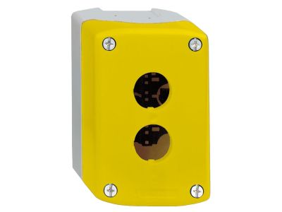 Pusta kaseta sterująca 2 otwory Fi-22mm żółta z jasno szarą podstawą plastikowa, Harmony XAL | XALK02 Schneider Electric